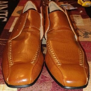 Tan Leather Slip-On Loafers with Polished Finish